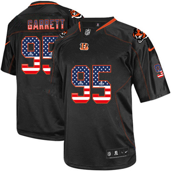  Bengals 95 Myles Garrett Black USA Flag Fashion Elite Jersey