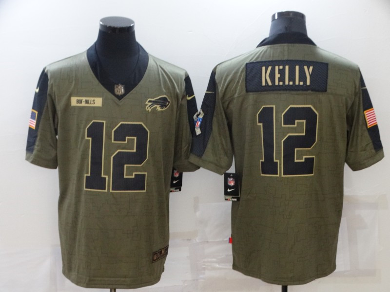 Nike Bills 12 Jim Kelly Olive 2021 Salute To Service Limited Jersey