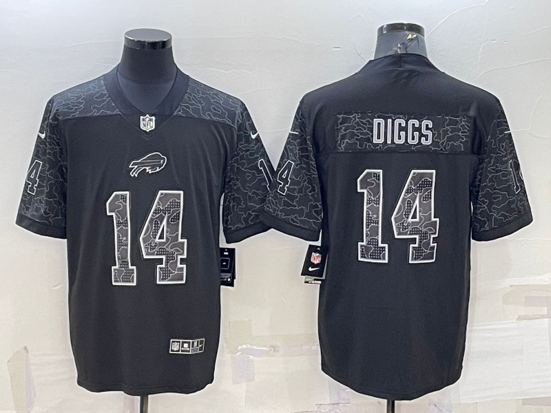 Nike Bills 14 Stefon Diggs Black RFLCTV Limited Jersey