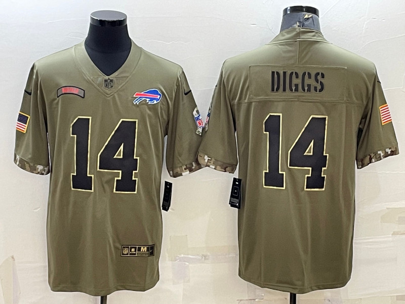 Nike Bills 14 Stefon Diggs Olive 2022 Salute To Service Limited Jersey