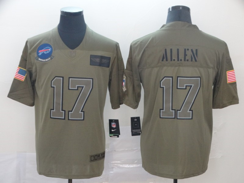 Nike Bills 17 Josh Allen 2019 Olive Salute To Service Limited Jersey