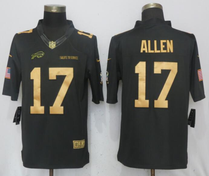  Bills 17 Josh Allen Anthracite Gold Salute To Service Limited Jersey