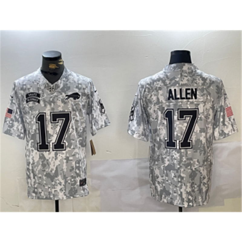Nike Bills 17 Josh Allen Arctic Camo 2024 F.U.S.E. Salute to Service Limited Men Jersey