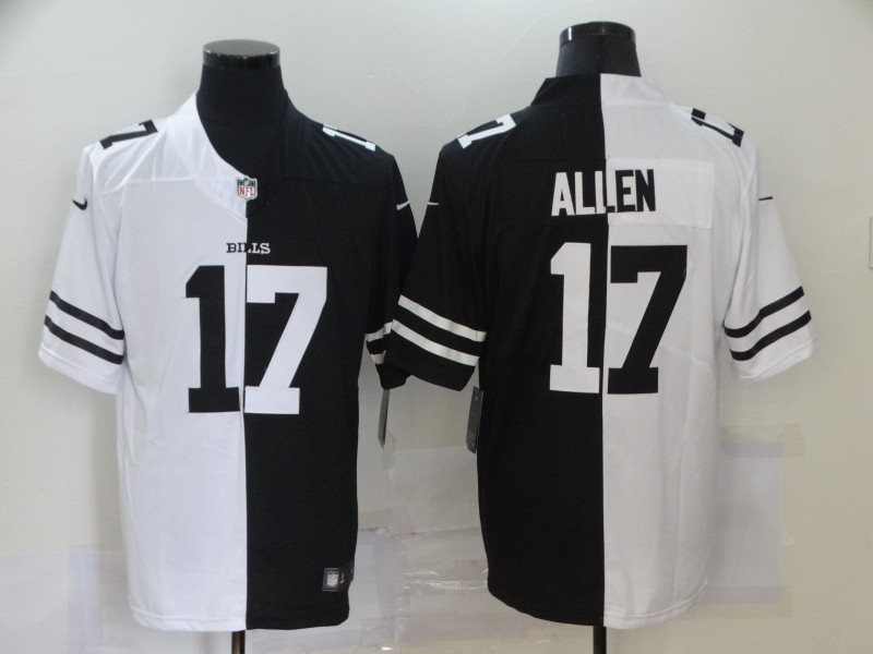 Nike Bills 17 Josh Allen Black And White Split Vapor Untouchable Limited Jersey