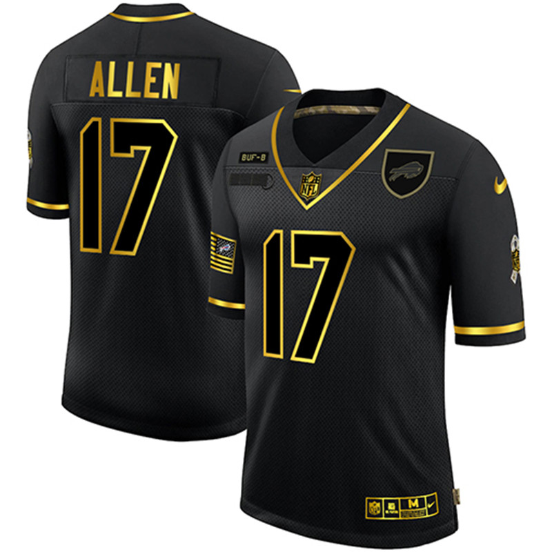 Nike Bills 17 Josh Allen Black Gold 2020 Salute To Service Limited Jersey