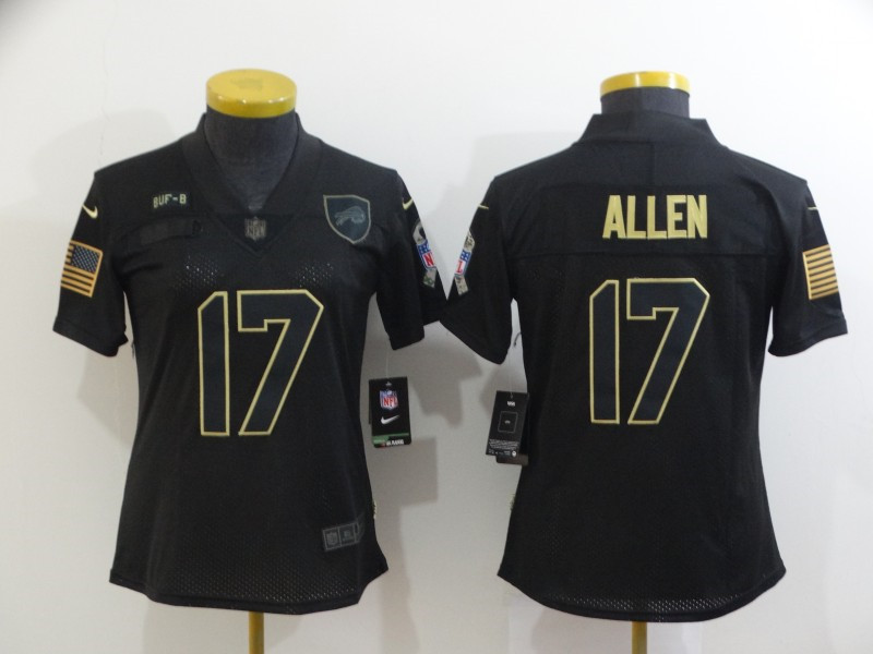 Nike Bills 17 Josh Allen Black Women 2020 Salute To Service Limited Jersey