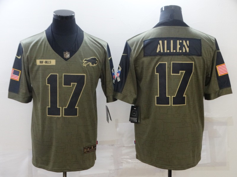 Nike Bills 17 Josh Allen Olive 2021 Salute To Service Limited Jersey