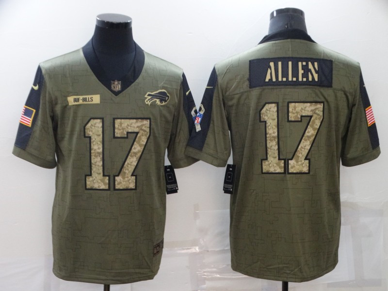 Nike Bills 17 Josh Allen Olive Camo 2021 Salute To Service Limited Jersey