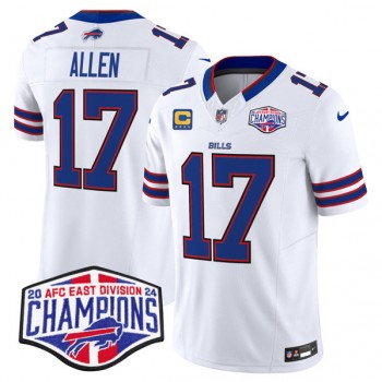 Nike Bills 17 Josh Allen White 2024 AFC East Division Champions with C Patch F.U.S.E. Vapor Limited Men Jersey