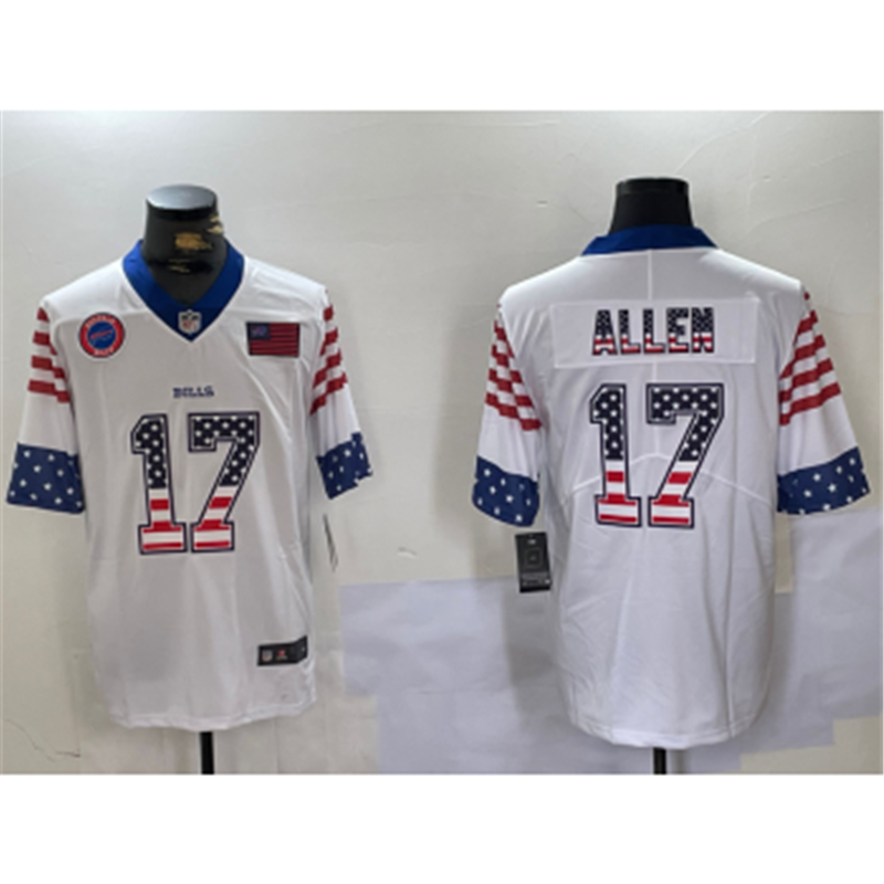 Nike Bills 17 Josh Allen White USA Flag Vapor Limited Men Jersey