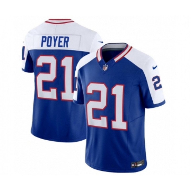 Nike Bills 21 Jordan Poyer Blue White 2023 FUSE Throwback Vapor Untouchable Limited Football Stitched Jersey