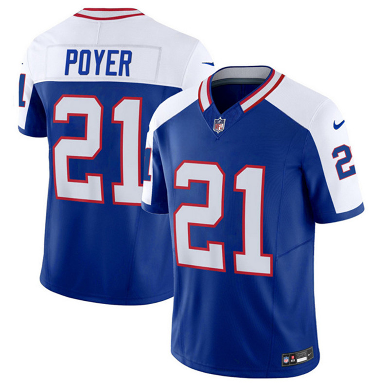 Nike Bills 21 Jordan Poyer Blue White Throwback Vapor F.U.S.E. Limited Jersey