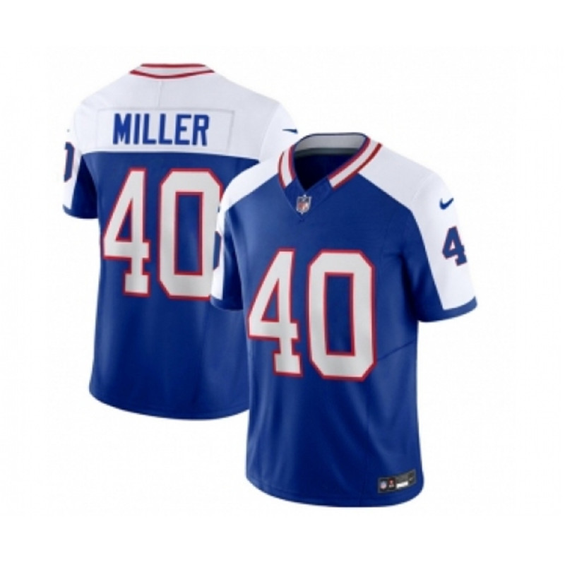 Nike Bills 40 Von Miller Blue White 2023 FUSE Throwback Vapor Untouchable Limited Football Stitched Jersey