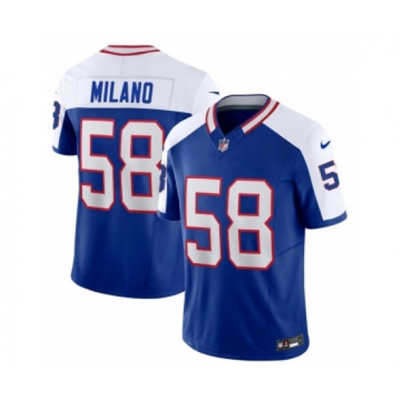Nike Bills 58 Matt Milano Blue White 2023 FUSE Throwback Vapor Untouchable Limited Football Stitched Jersey