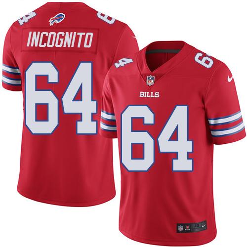  Bills 64 Richie Incognito Red Men Stitched NFL Elite Rush Jersey