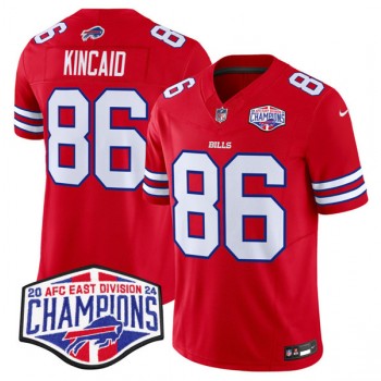 Nike Bills 86 Dalton Kincaid Red 2024 AFC East Division Champions F.U.S.E. Vapor Limited Men Jersey