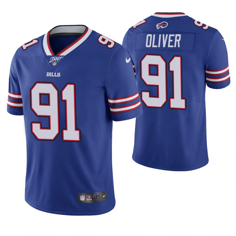 Nike Bills 91 Ed Oliver Royal 100th Season Vapor Untouchable Limited Jersey