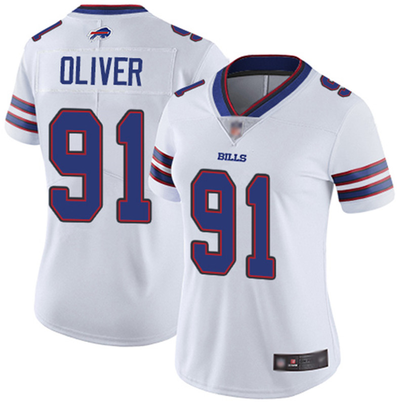 Nike Bills 91 Ed Oliver White Women Vapor Untouchable Limited Jersey