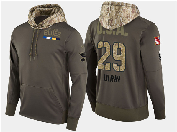  Blues 29 Vince Dunn Olive Salute To Service Pullover Hoodie
