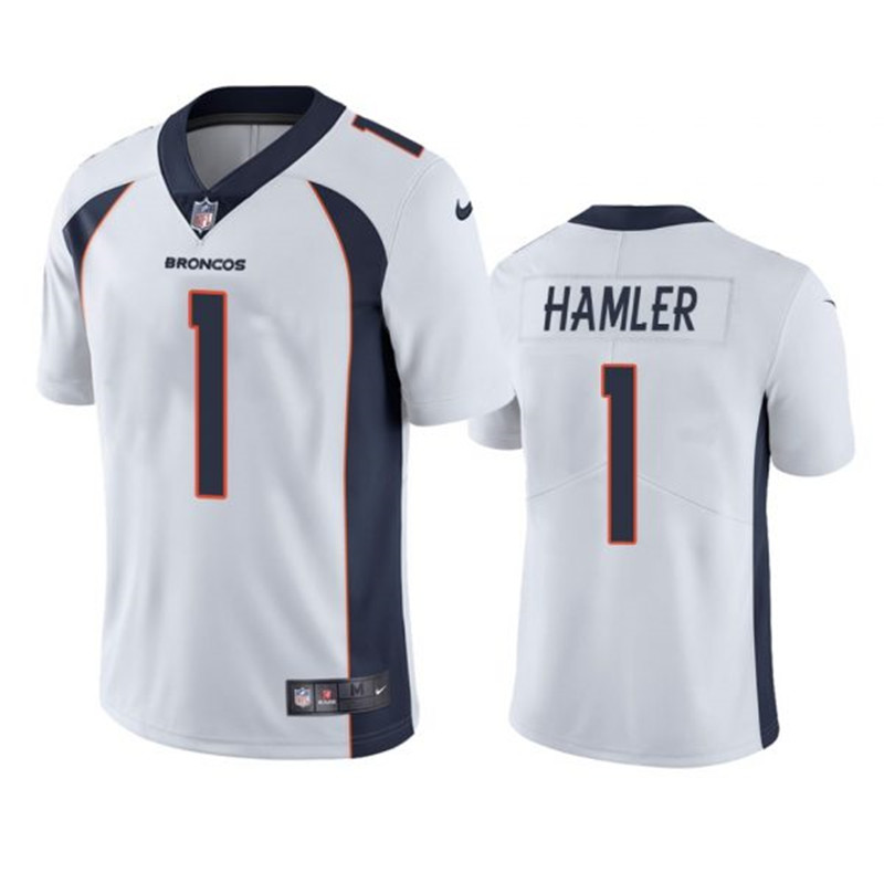 Nike Broncos 1 KJ Hamler White Vapor Untouchable Limited Jersey