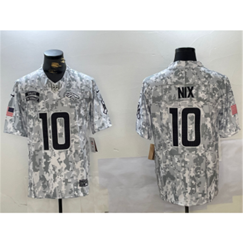 Nike Broncos 10 Bo Nix Arctic Camo 2024 F.U.S.E. Salute to Service Limited Jersey
