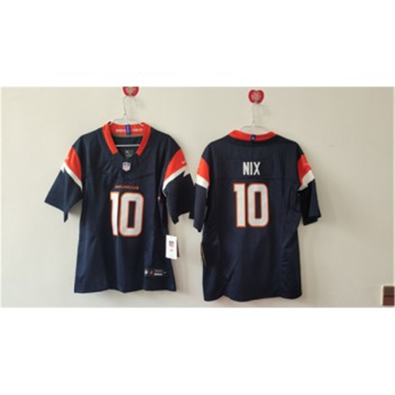 Nike Broncos 10 Bo Nix Navy F.U.S.E. Vapor Limited Women Jersey