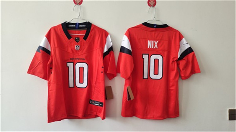 Nike Broncos 10 Bo Nix Orange F.U.S.E. Vapor Limited Women Jersey