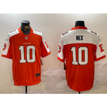 Nike Broncos 10 Bo Nix Orange Thanksgiving Day F.U.S.E. Vapor Limited Jersey