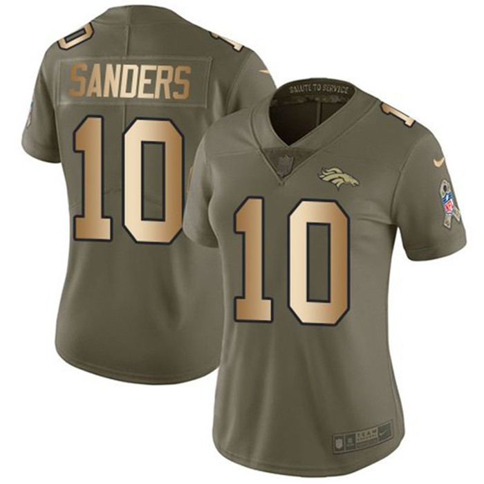  Broncos 10 Emmanuel Sanders Olive Gold Women Salute To Service Limited Jersey