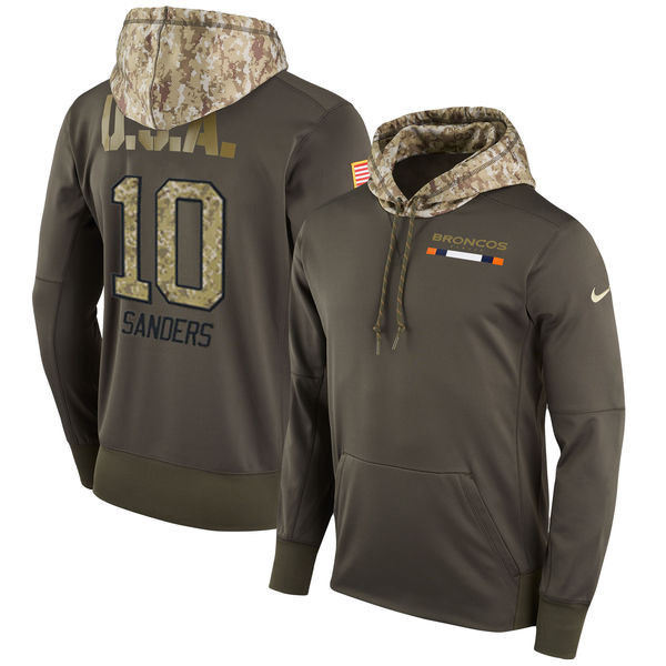  Broncos 10 Emmanuel Sanders Olive Salute To Service Pullover Hoodie