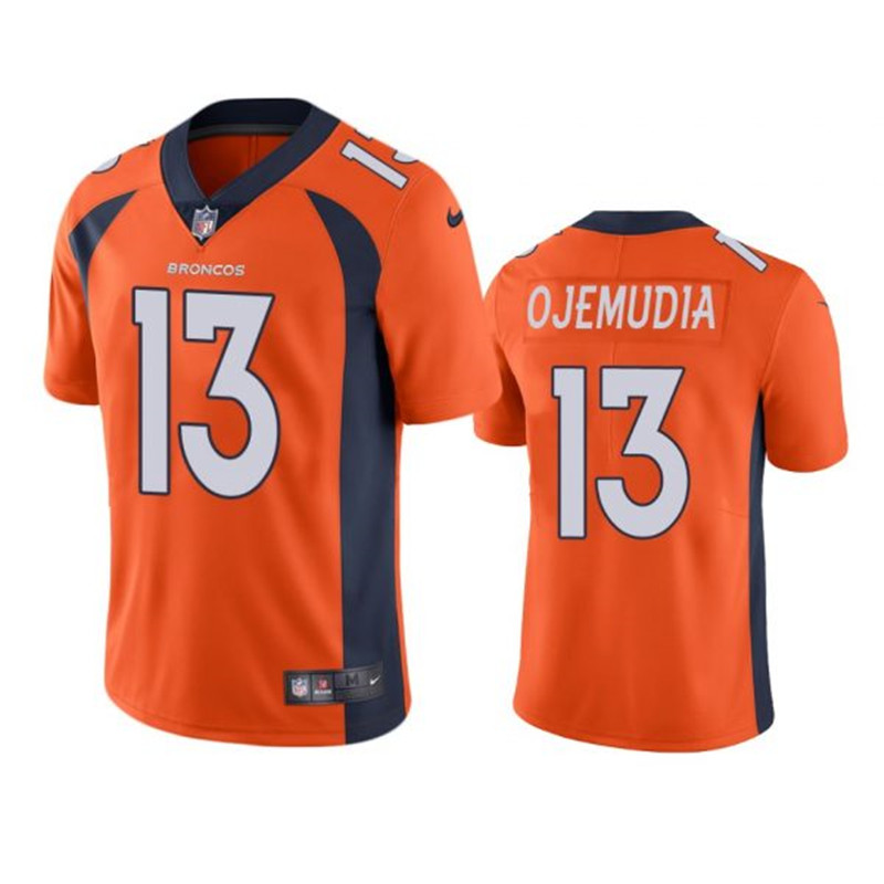 Nike Broncos 13 Michael Ojemudia Orange Vapor Untouchable Limited Jersey