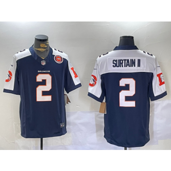 Nike Broncos 2 Pat Surtain II Navy Thanksgiving Day F.U.S.E. Vapor Limited Jersey