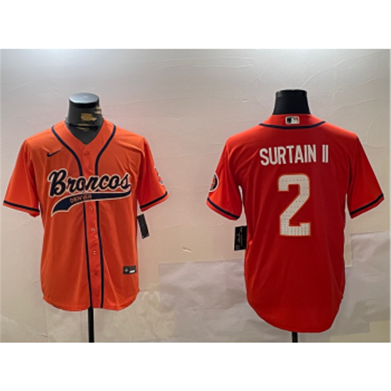 Nike Broncos 2 Pat Surtain II Orange Vapor Baseball Limited Jersey