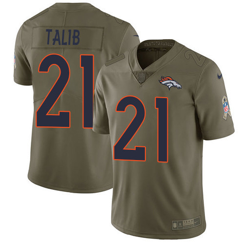  Broncos 21 Aqib Talib Olive Salute To Service Limited Jersey