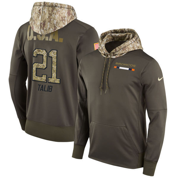  Broncos 21 Aqib Talib Olive Salute To Service Pullover Hoodie