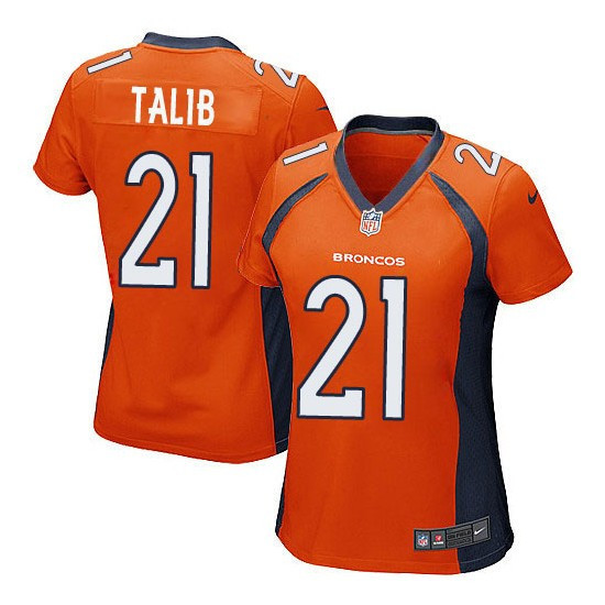  Broncos 21 Aqib Talib Orange Women Game Jersey