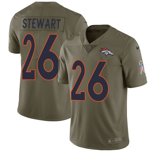  Broncos 26 Darian Stewart Olive Salute To Service Limited Jersey