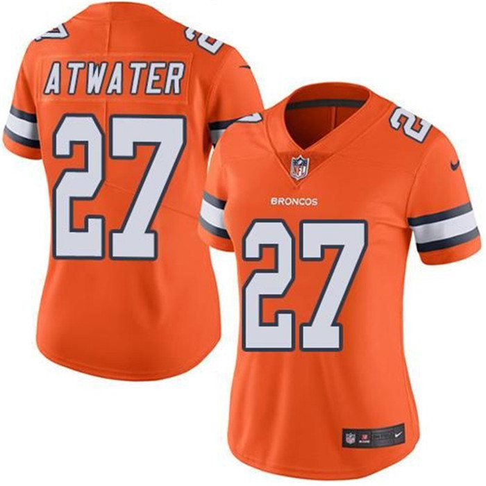  Broncos 27 Steve Atwater Orange Women Color Rush Limited Jersey