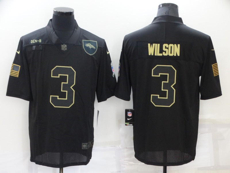 Nike Broncos 3 Russell Wilson Black Salute to Service Limited Jersey