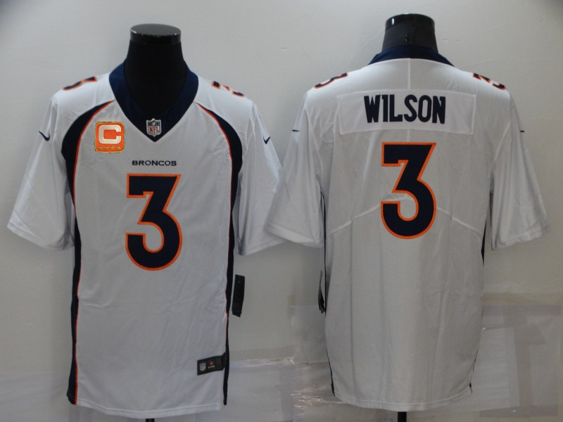 Nike Broncos 3 Russell Wilson White C Patch Vapor Untouchable Limited Jersey