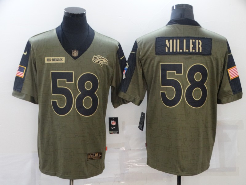 Nike Broncos 58 Von Miller Olive 2021 Salute To Service Limited Jersey