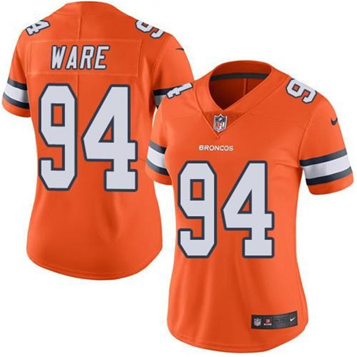  Broncos 94 DeMarcus Ware Orange Women Color Rush Limited Jersey