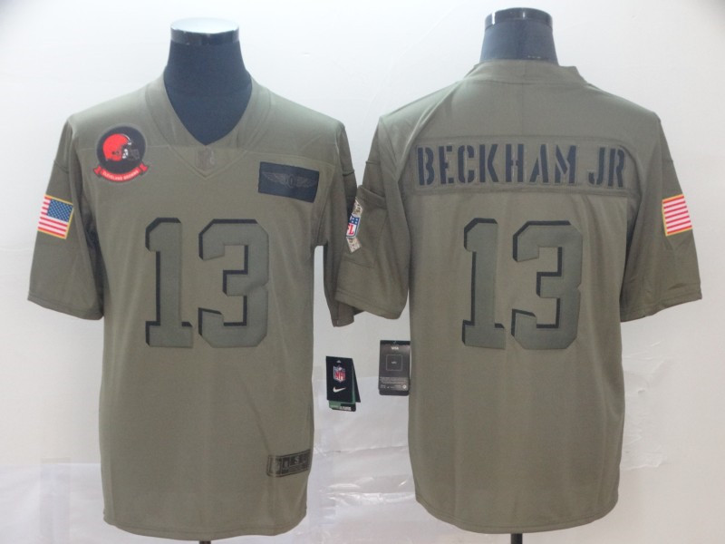 Nike Browns 13 Odell Beckham Jr. 2019 Olive Salute To Service Limited Jersey