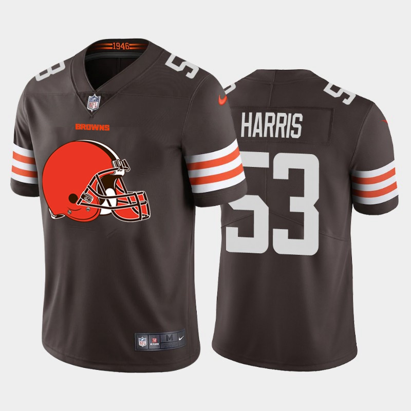 Nike Browns 53 Nick Harris Brown Team Big Logo Vapor Untouchable Limited Jersey