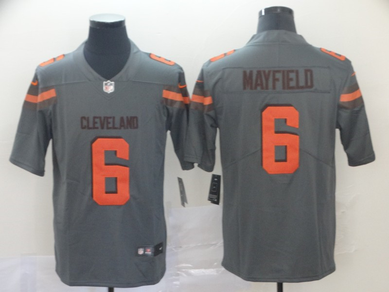 Nike Browns 6 Baker Mayfield Gray Inverted Legend Limited Jersey