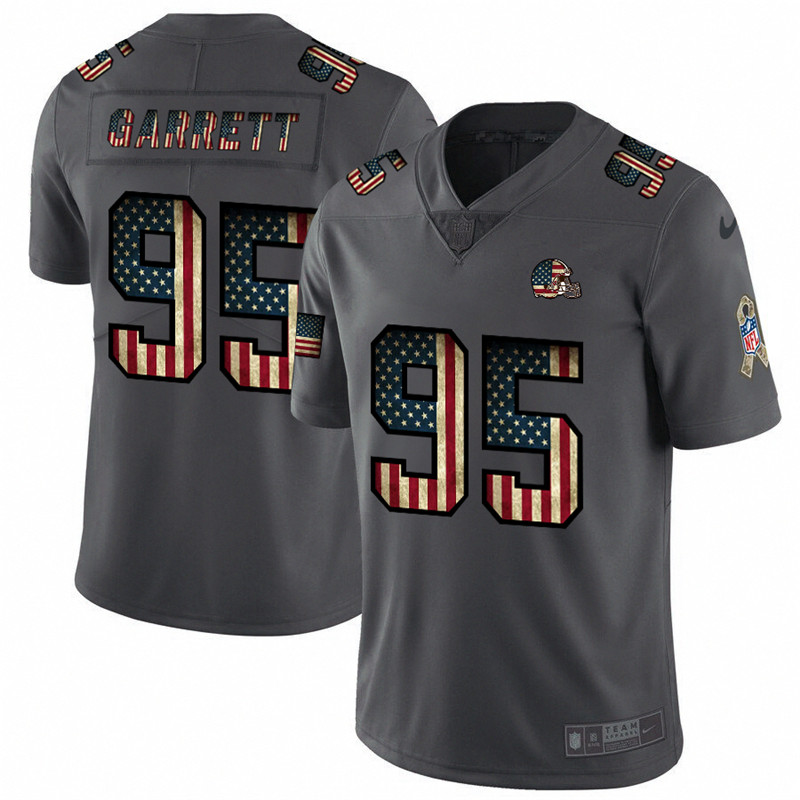 Nike Browns 95 Myles Garrett 2019 Salute To Service USA Flag Fashion Limited Jersey