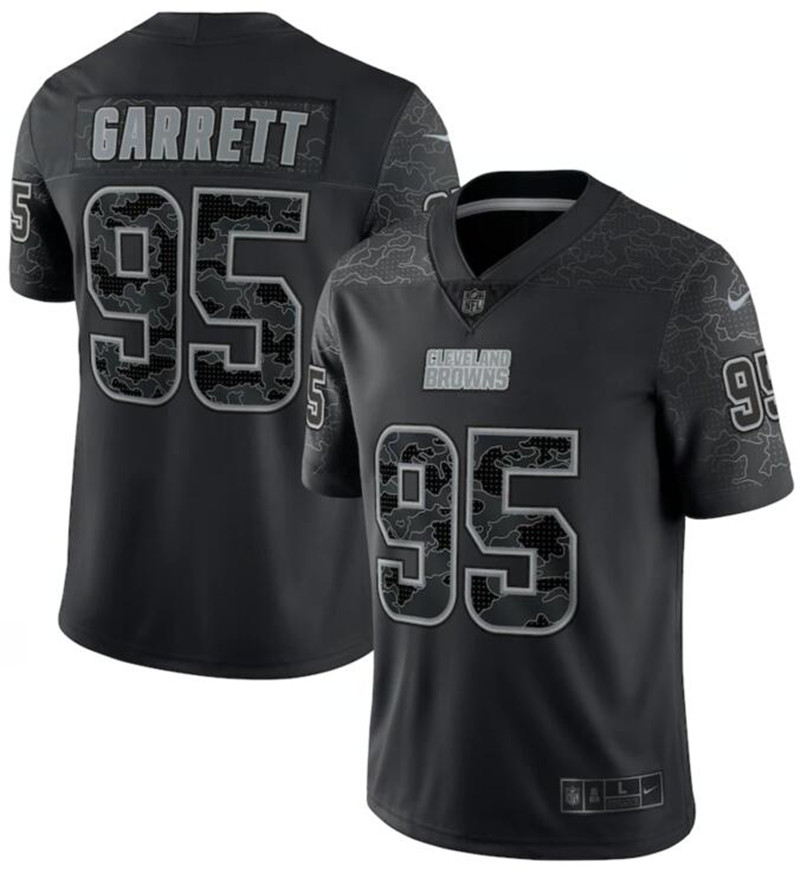 Nike Browns 95 Myles Garrett Black RFLCTV Limited Jersey
