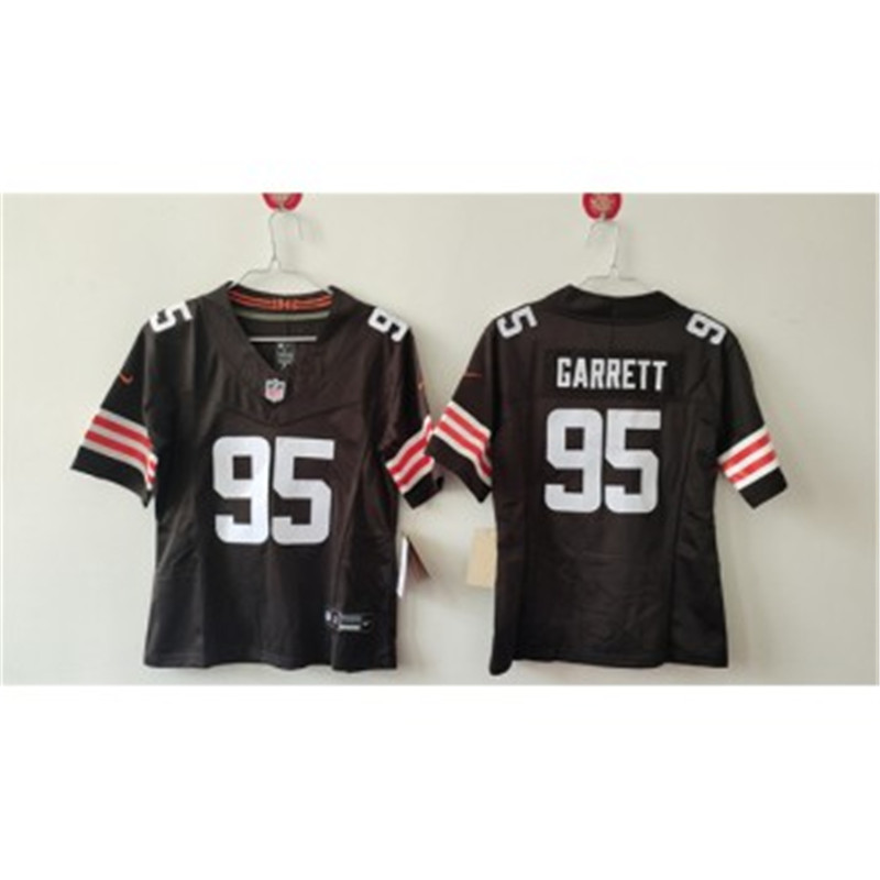 Nike Browns 95 Myles Garrett Brown F.U.S.E. Vapor Limited Women Jersey