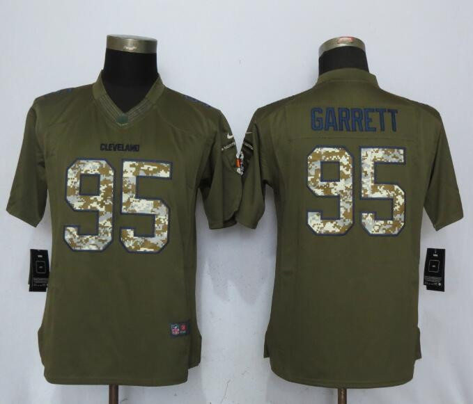  Browns 95 Myles Garrett Green Women Salute to Service Limited Jersey