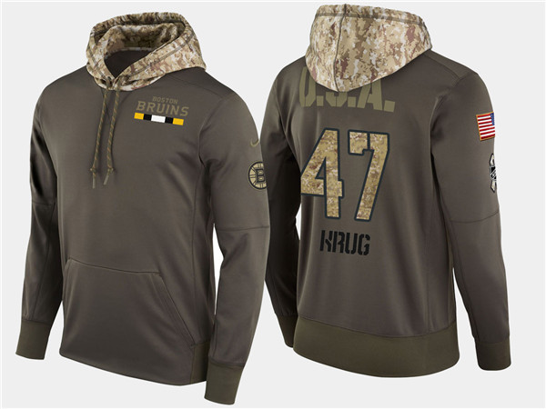  Bruins 47 Torey Krug Olive Salute To Service Pullover Hoodie